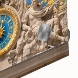 Large abstract depiction of Versailles in muted blue and green tones on acrylic glass, ideal for dining room art.