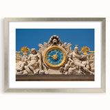 Extra large abstract art print of Versailles scenery in textured silver frame, suited for living room decor.