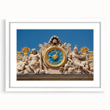 Textured art print depicting an abstract scenery of Versailles in muted earth tones, framed with a white mat.