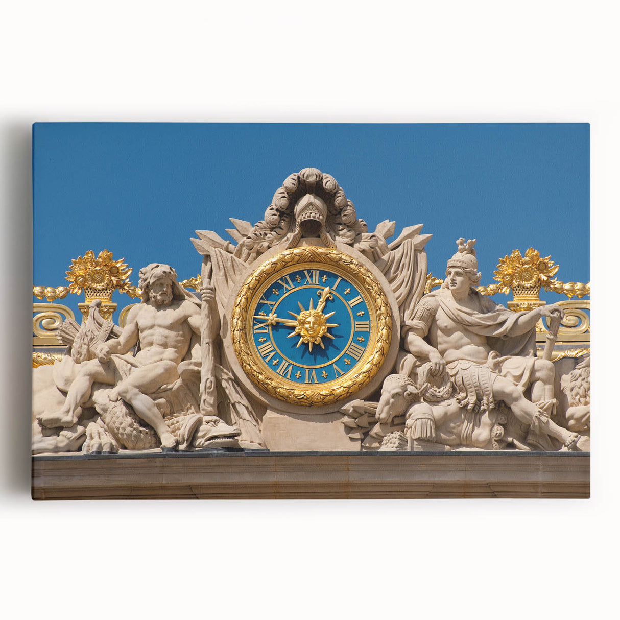 Black and white image of the Versailles Palace on stretched canvas, suitable for kitchen or bedroom decor.