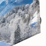 Large abstract wall art depicting a Bavarian landscape in muted earth tones, acrylic print, ideal for dining room decor.