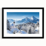 Extra large framed wall art depicting a colorful, abstract interpretation of a Bavarian landscape.