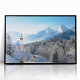 Large abstract wall art depicting a Bavarian landscape in muted earth tones on a framed acrylic.