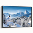 Black and white landscape art painting of Bavarian scenery on framed canvas, suitable for bedroom wall decor.