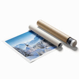Extra large rolled print of Bavarian scenery with vibrant floral elements, ideal for classy bathroom wall art.