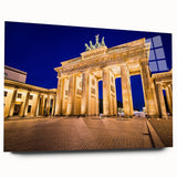 Acrylic print of a large abstract depiction of Berlin in muted blues and grays, ideal for bedroom or dining room art.