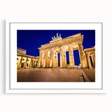 Textured abstract art print of Berlin scenery in muted earth tones, framed with a white mat, ideal for bedroom art.