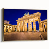 Framed canvas featuring a vintage-style landscape painting of Berlin, with muted gold and black tones.