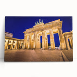 Large black and white photo of the Berlin skyline on stretched canvas, ideal for kitchen wall art.