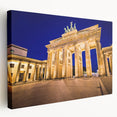 Large canvas print of Berlin skyline in muted gray and blue tones, suitable for kitchen wall art.