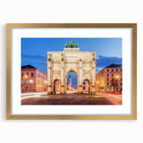Abstract art print of Munich scenery in muted earth tones on a framed canvas, suitable for dining room decor.