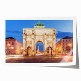 Rolled print of Munich scenery with soft floral designs in muted earth tones, ideal for art wall dining room.
