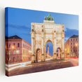 Munich cityscape on large stretched canvas with muted earth tones, suitable for kitchen wall art.