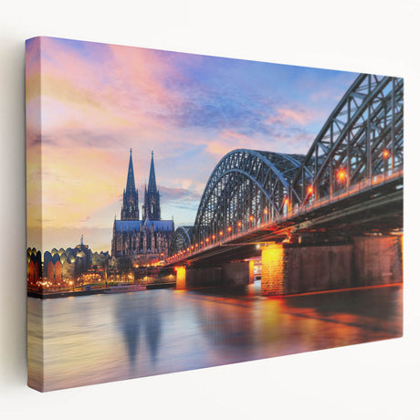 Scenic European landscape on stretched canvas depicting a German countryside in muted earth tones.