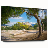 Acrylic print of Athens scenery in muted earth tones, suitable for bedroom or dining room art.