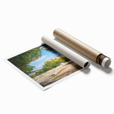 Extra large rolled print of Athens scenery with muted earth tones, ideal for classy bathroom wall art.