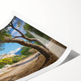 Extra large rolled print featuring line art flowers in monochrome, ideal for large living room wall art.