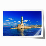 Rolled print of Crete, Greece landscape in muted earth tones, ideal for dining room wall art.