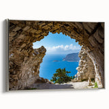 Landscape art painting of Rhodes, Greece on framed canvas.