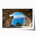 Extra large rolled print of Rhodes, Greece scenery with vibrant blue and white tones, ideal for art wall dining room.