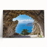 Black and white photo of Rhodes, Greece on stretched canvas, suitable for kitchen wall art.