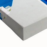 Black and white landscape art painting of Santorini on stretched canvas, ideal for bedroom wall art.