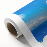 Art Deco poster of Santorini, Greece, in pastel shades on rolled canvas, ideal for nursery wall art.