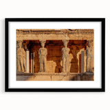 Extra large abstract art print depicting a colorful, textured European scenery, framed in black, ideal for living room decor.