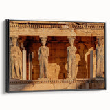 Black and white framed canvas of a vintage Greek landscape, ideal for bedroom wall decor.
