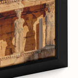 Framed canvas depicting a textured, colorful European Greek scenery, ideal for living room decor.