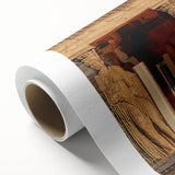 Art Deco poster of a scenic European village in Greece, with pastel shades on rolled canvas, ideal for nursery wall art.