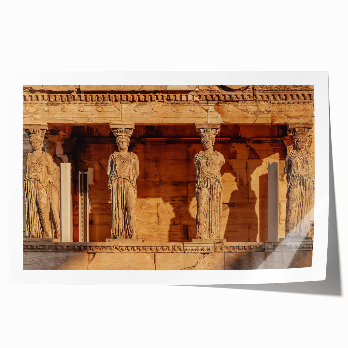 Rolled print of a Greek landscape with vibrant blue and white tones, ideal for dining room wall art.