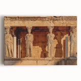 Black and white photograph of a scenic Greek landscape on stretched canvas, ideal for kitchen wall art.