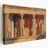 Large art print of a Greek landscape on stretched canvas, featuring blue and white tones, ideal for kitchen wall decor.