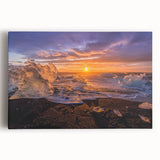 Black and white photograph of a Greenlandic landscape on stretched canvas, suited for kitchen wall art or bedroom decor.