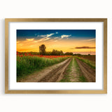 Abstract art print of a European scenery in Hungary, rendered in muted earth tones on a framed canvas.
