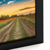 Extra large framed canvas featuring a textured depiction of a Hungarian landscape in black with colorful accents.