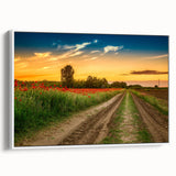 Vintage poster art of a European cityscape in colorful hues on a large framed canvas, ideal for living room decor.