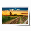 Rolled print of a European countryside scene in soft pastel shades, ideal for dining room wall art.