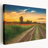 Large canvas print of a serene Hungarian landscape in soft green and blue tones, ideal for kitchen wall decor.