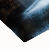 Black and white landscape art painting of a serene Icelandic scenery on stretched canvas, suitable for bedroom decor.