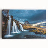 Icelandic landscape in black and white on stretched canvas, ideal for kitchen wall art or bedroom decor.