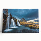 Black and white photograph of an Icelandic landscape on a large stretched canvas, suitable for kitchen wall art.