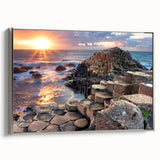 Framed canvas depicting a serene Irish landscape in muted green and black tones, ideal for bedroom wall art.