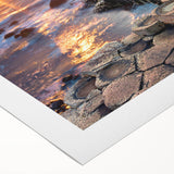 Art deco poster featuring a serene Irish landscape in muted green and blue tones on rolled canvas.