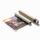 Extra large rolled print of a serene Irish landscape with lush greenery and soft gray skies.