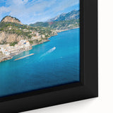 Extra large framed canvas of the Amalfi Coast in Italy featuring textured art with vibrant colors.