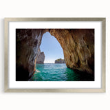 Extra large textured abstract art print of a European scenery, in silver frame, ideal for living room decor.