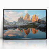 Large abstract wall art of Dolomites in Italy with muted earth tones on a framed acrylic, ideal for modern living room decor.