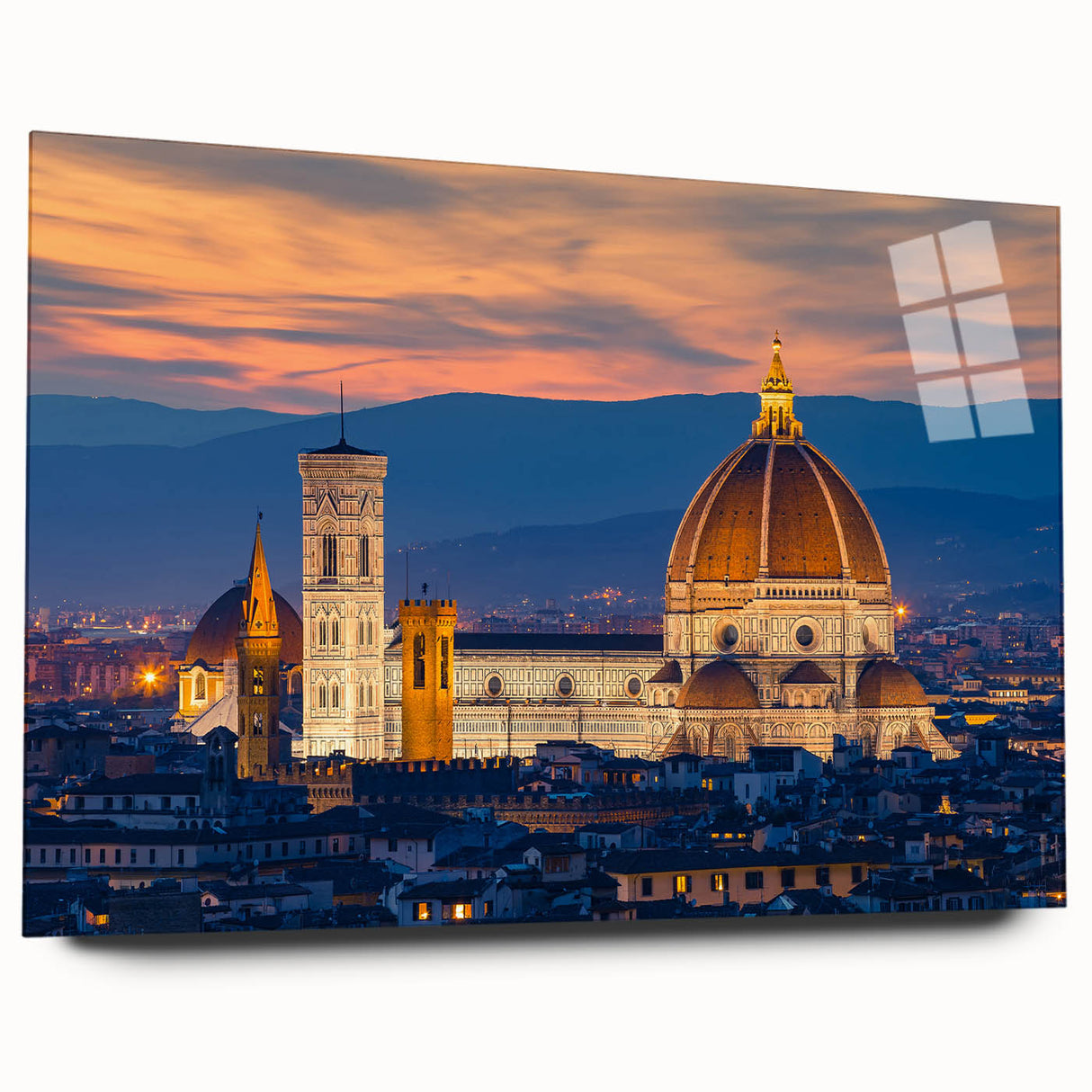 Acrylic print of Florence scenery with soft pastel shades, ideal for bedroom or dining room art.